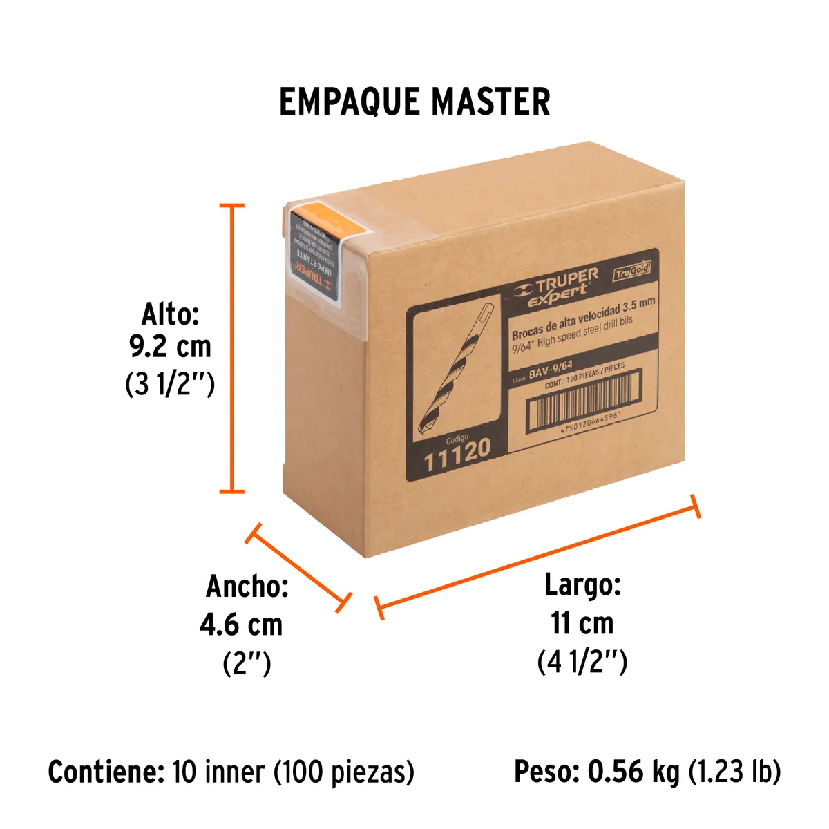 Broca HSS 9/64" Trugold para Metal Truper Expert - 11120