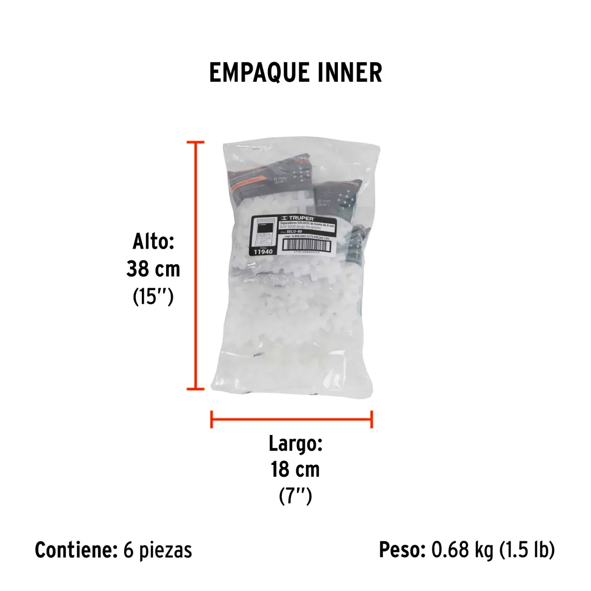 Bolsa con 75 Separadores de 8 mm Truper - 11940