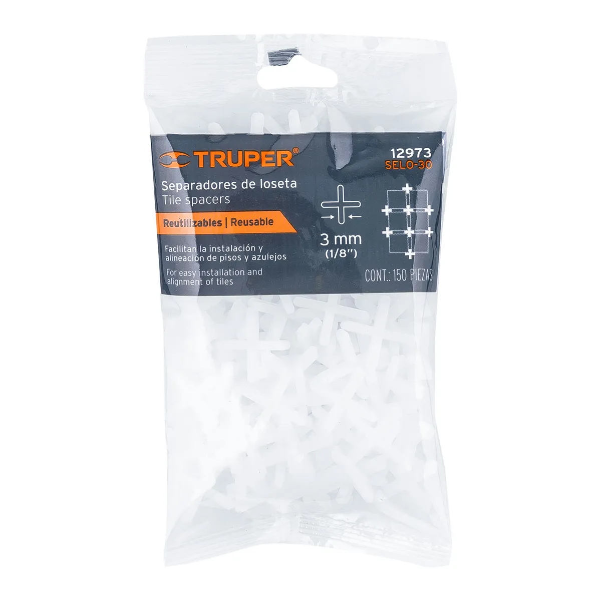 Bolsa con 200 Separadores de Loseta 3 mm Truper - 12973