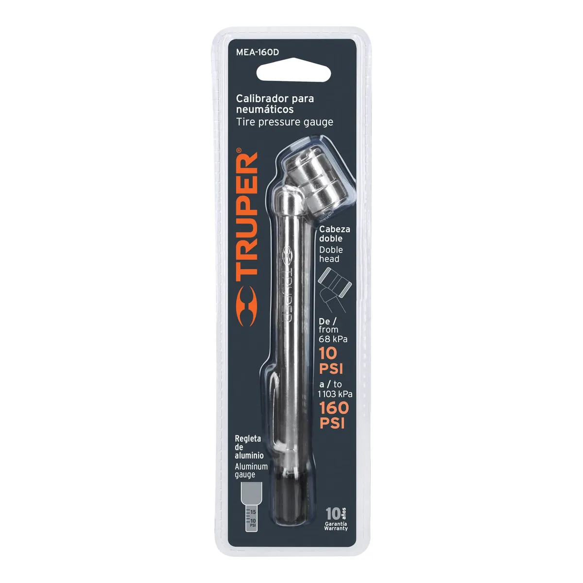 Calibrador de Presión 160 PSI Cabeza Doble Truper - 19100