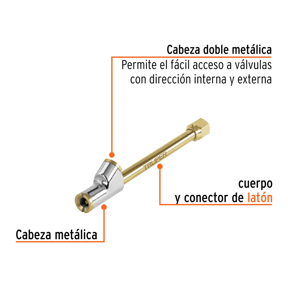 Inflador de Cabeza Doble Cuerda 1/4" Truper - 19089