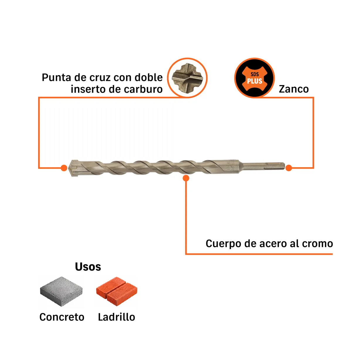 Broca SDS Plus 7/8" x 11" Truper - 11288