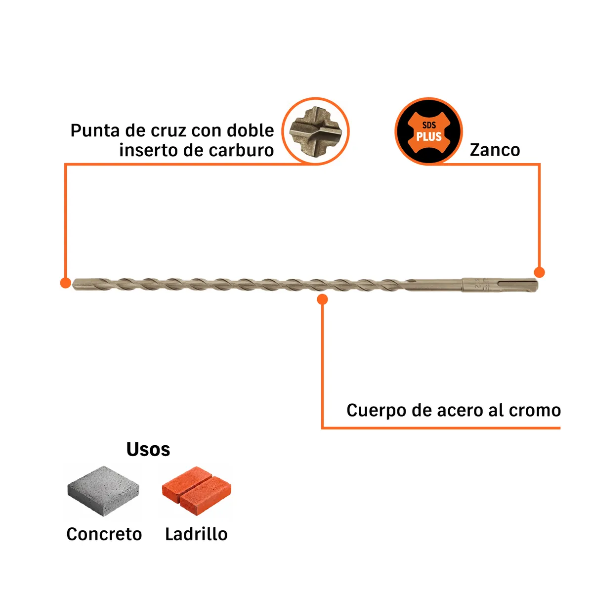 Broca SDS Plus 3/8" x 12" Truper - 11275