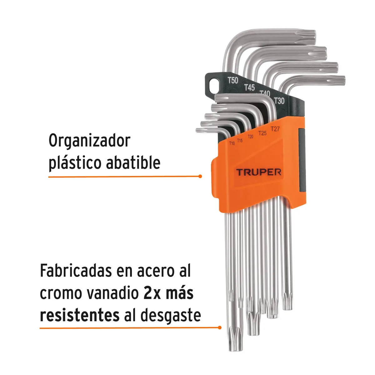 Juego de 9 Llaves Torx Largas Truper - 13647