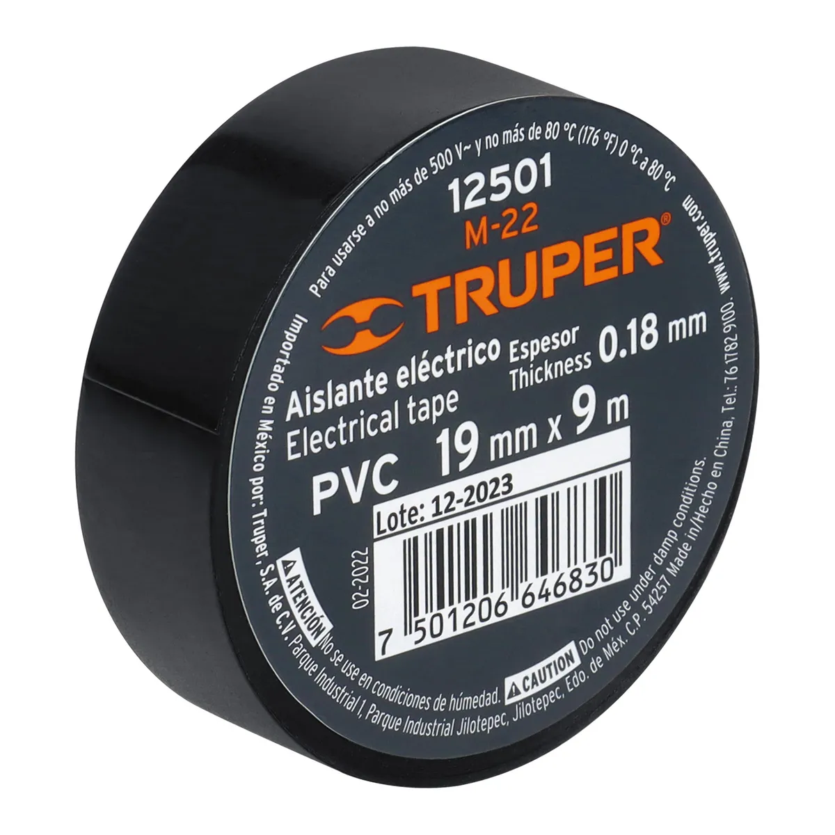 Cinta de Aislar Negra 19 mm x 9 m Truper - 12501