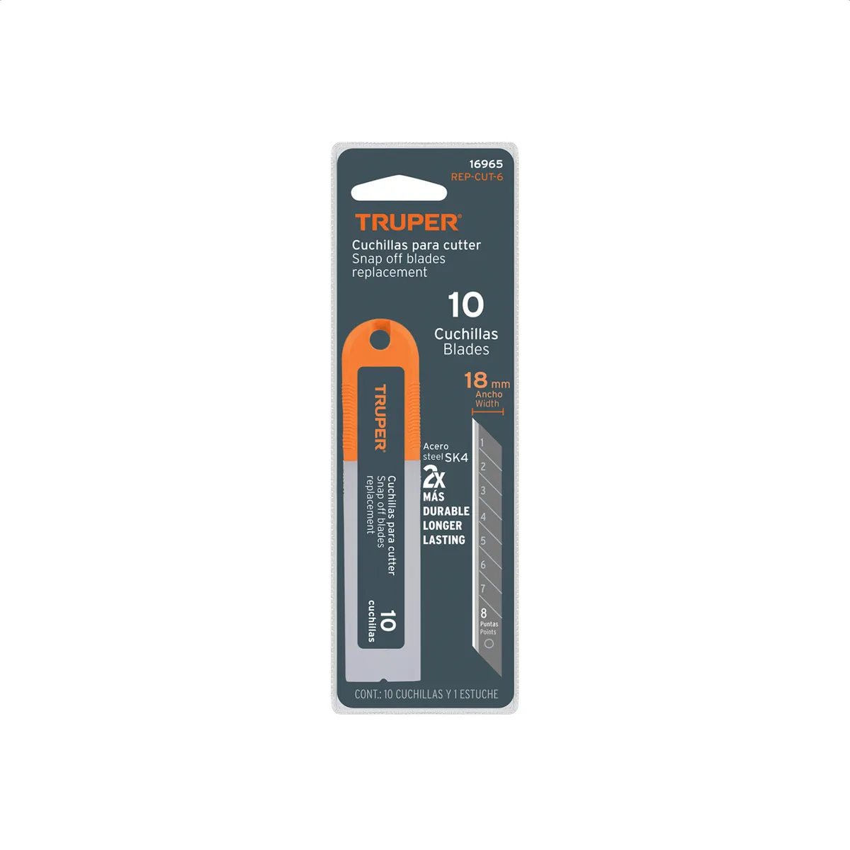 Estuche con 10 Cuchillas SK4 de 18 mm Truper - 16965