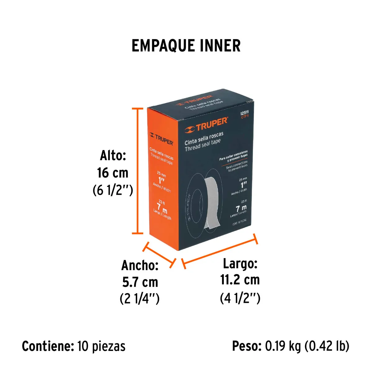 Cinta Sella Roscas 1" x 7 m Uso General Truper - 12511