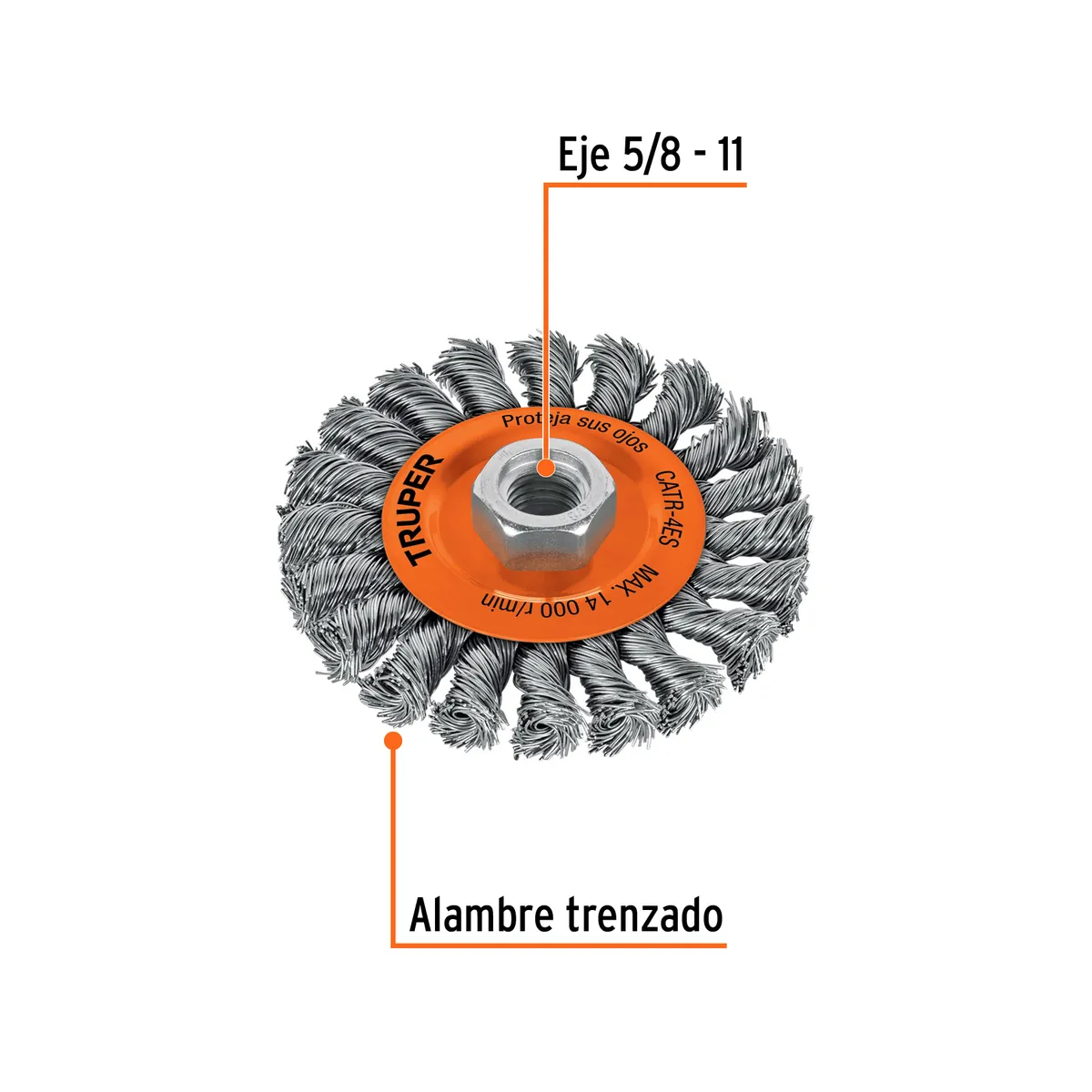 Carda Circular 4" Alambre Trenzado Eje 5/8"-11 Truper - 17527
