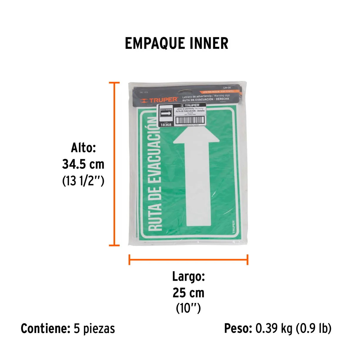 Letrero de Señalización "Ruta de evacuación" Truper - 18368