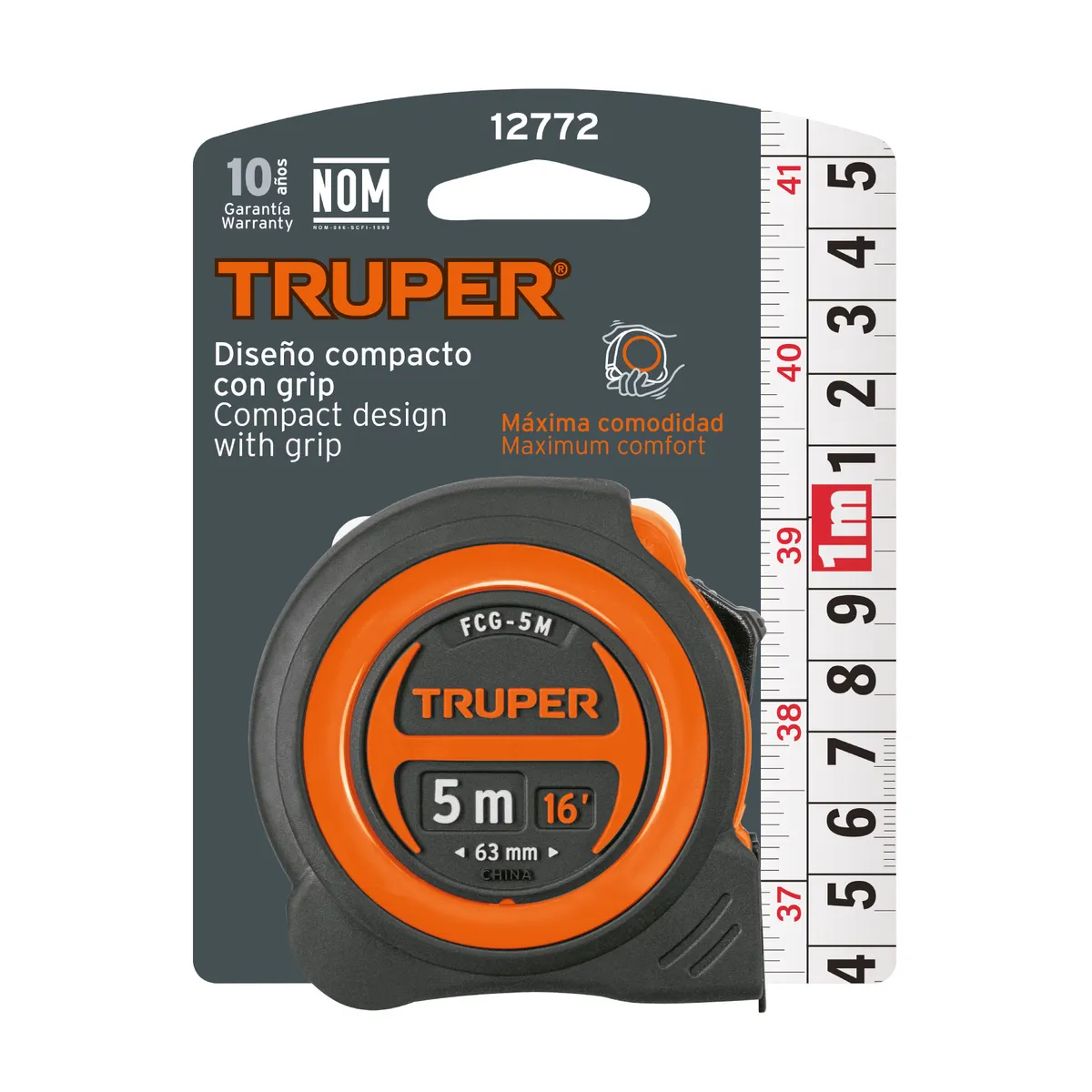 Flexómetro Compacto Contra Impactos 5 m Truper - 12772