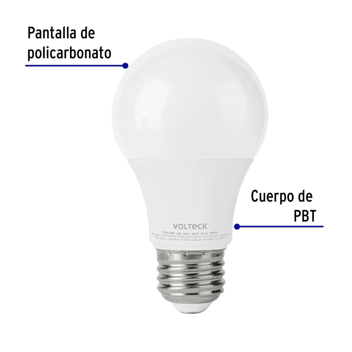 Foco LED 9 W (60 W) 6500 K Atenuable Luz Blanca Fría Volteck - 48297