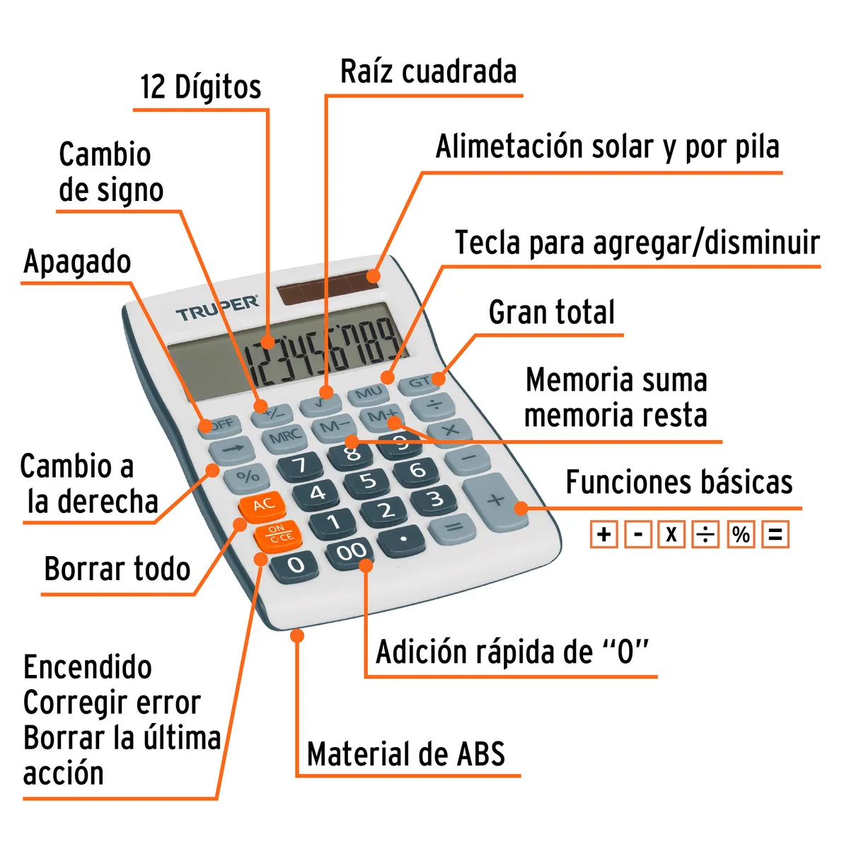 Calculadora de Escritorio 15 cm Truper - 60481