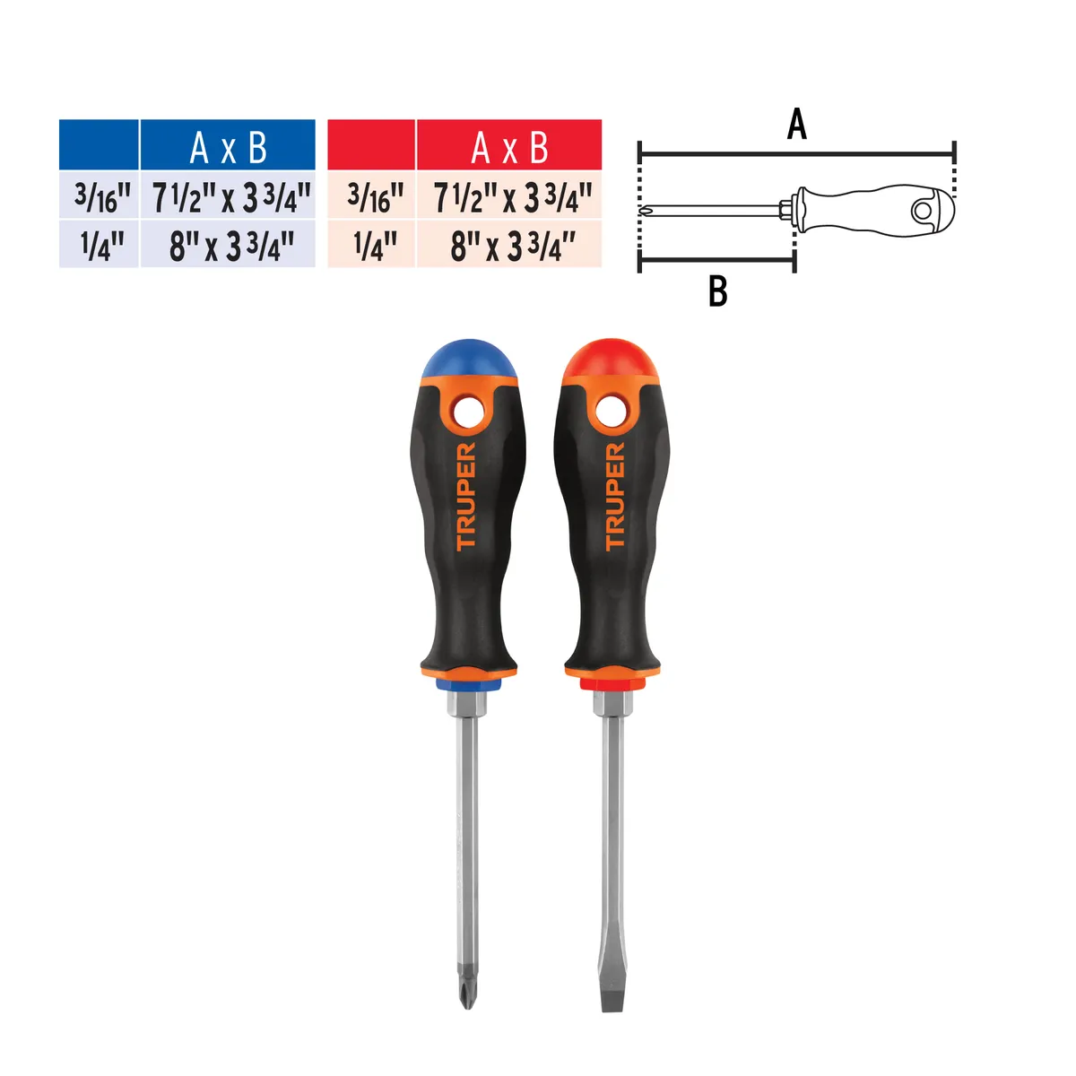 Juego de Desarmadores 1/4" x 4" DUO-1/4X4B Truper - 19622
