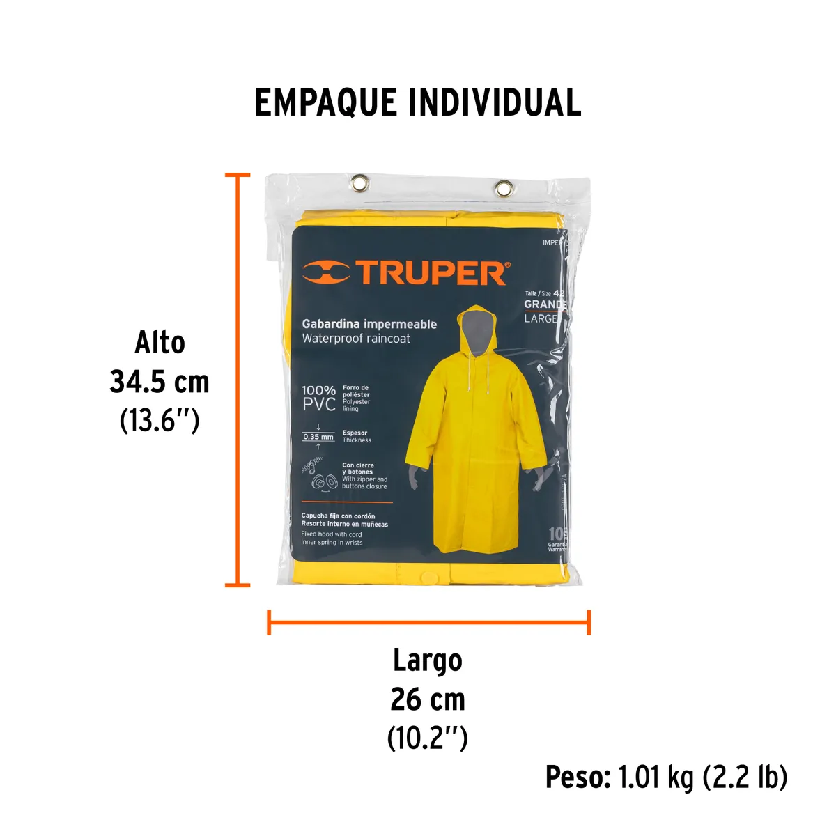 Gabardina Impermeable Doble Capa Talla G Truper - 14415