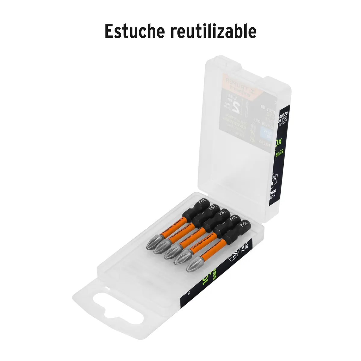 Estuche con 5 Puntas de Cruz PH2 de Impacto Largo 2" Truper - 100820
