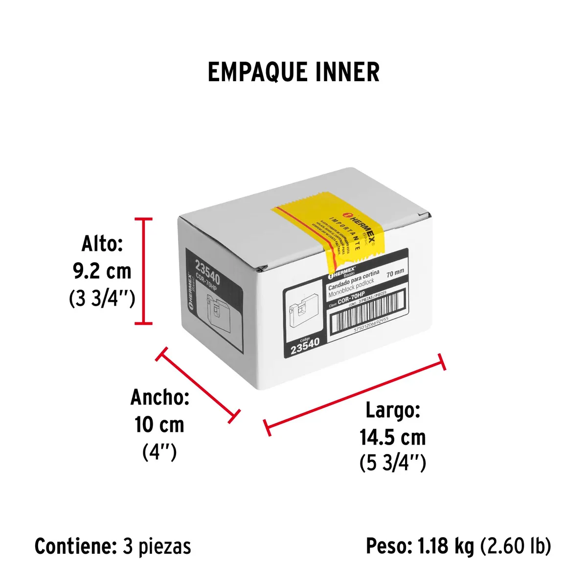 Candado Antipalanca 70 mm COR-70HP Truper - 23540