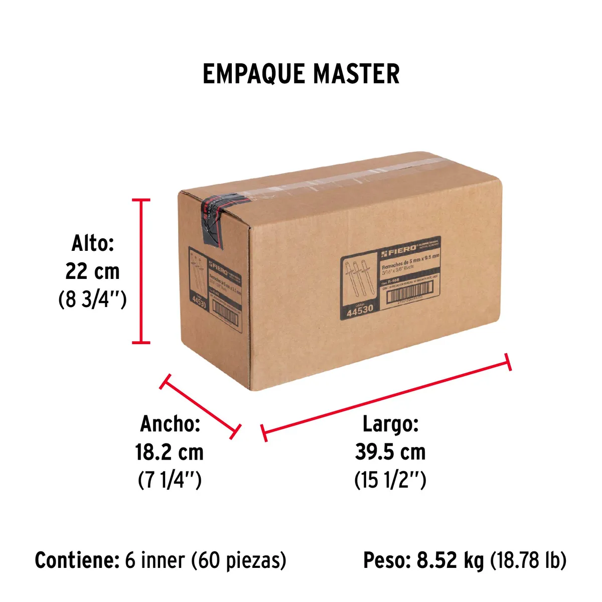 Bolsa con 50 Remaches 3/16" x 3/8" Ala 3/8" Truper - 44530