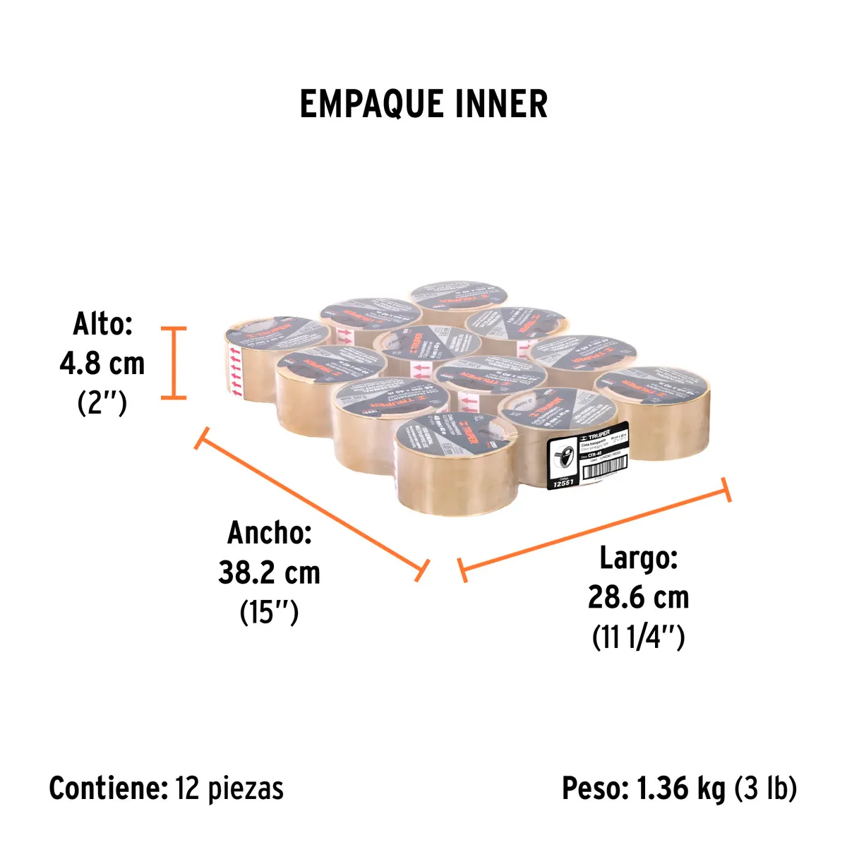 Cinta de Empaque 48 mm x 40 m Transparente Truper - 12551