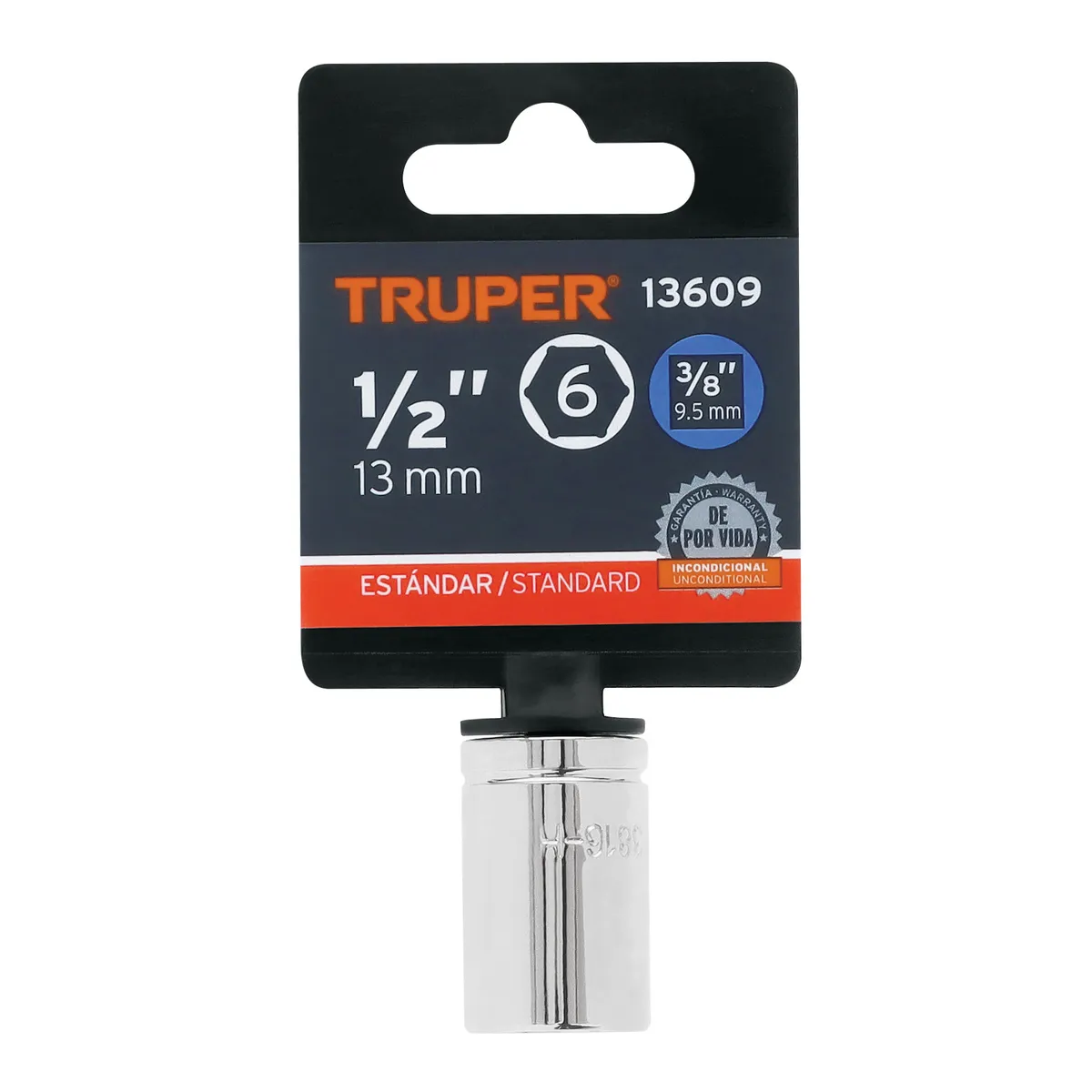 Dado de 1/2" 6 Puntas Cuadro 3/8" Truper - 13609