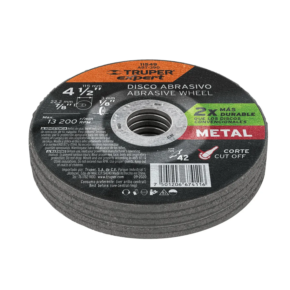 Disco de Corte para Metal Tipo 42 de 4 1/2" x 3.2 mm Truper - 11549