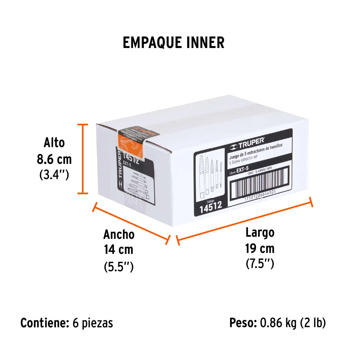 Juego con 5 Extractores de Tornillos Truper - 14512