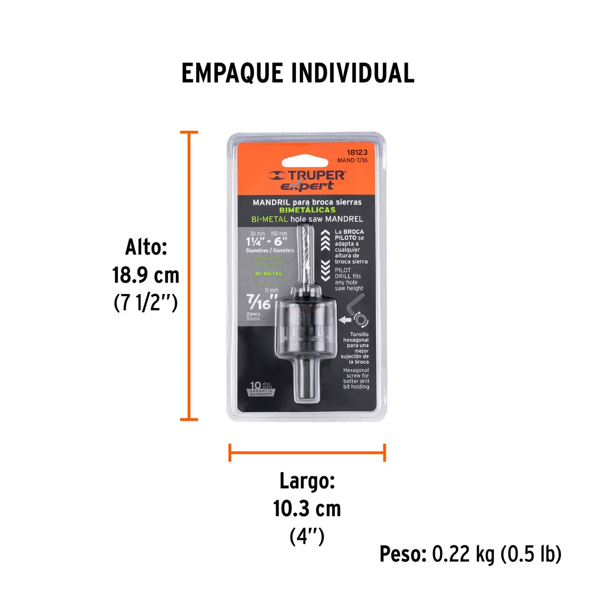 Mandril Zanco 7/16" para Brocasierra Truper - 18123
