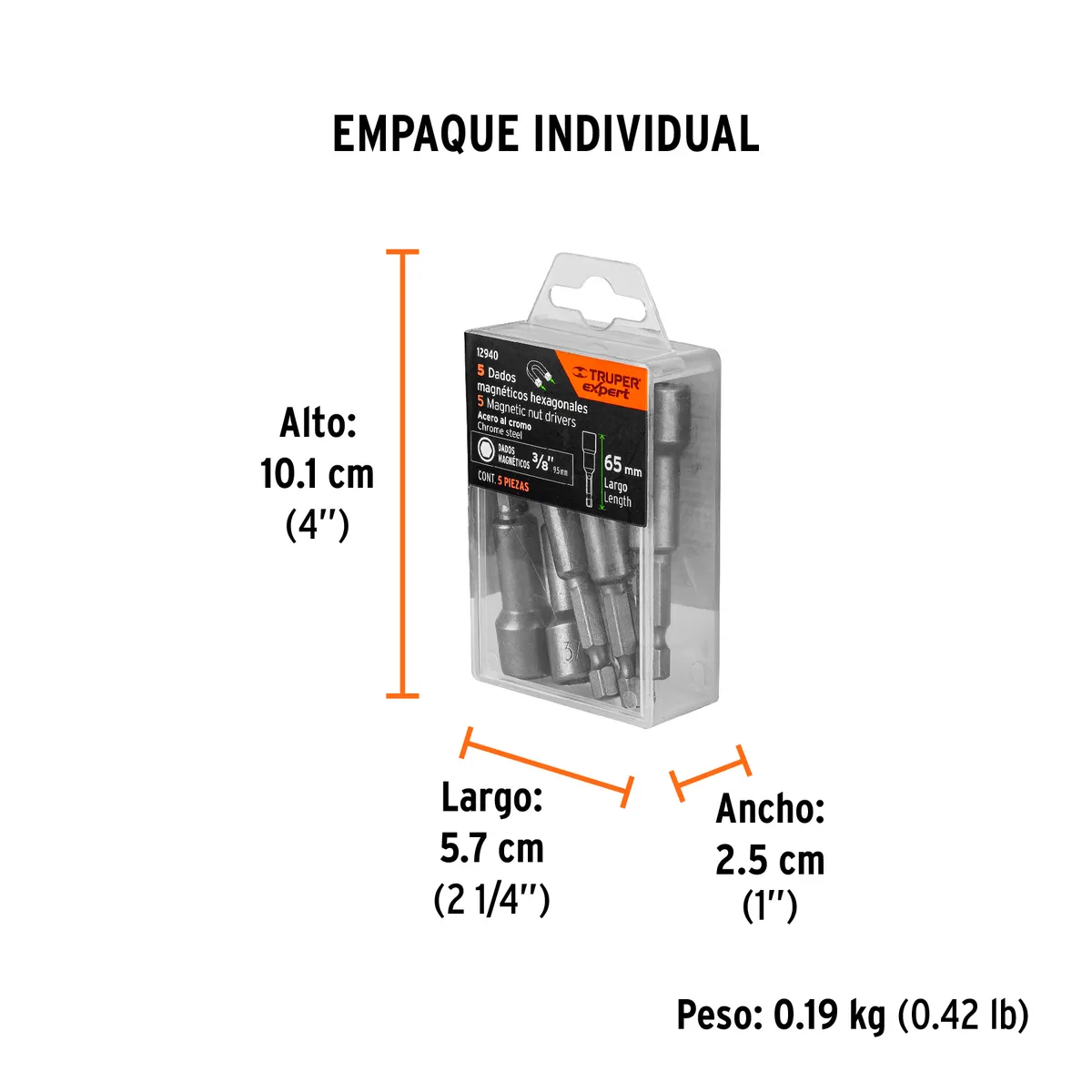 Estuche con 5 Dados Magnéticos 3/8" Truper - 12940