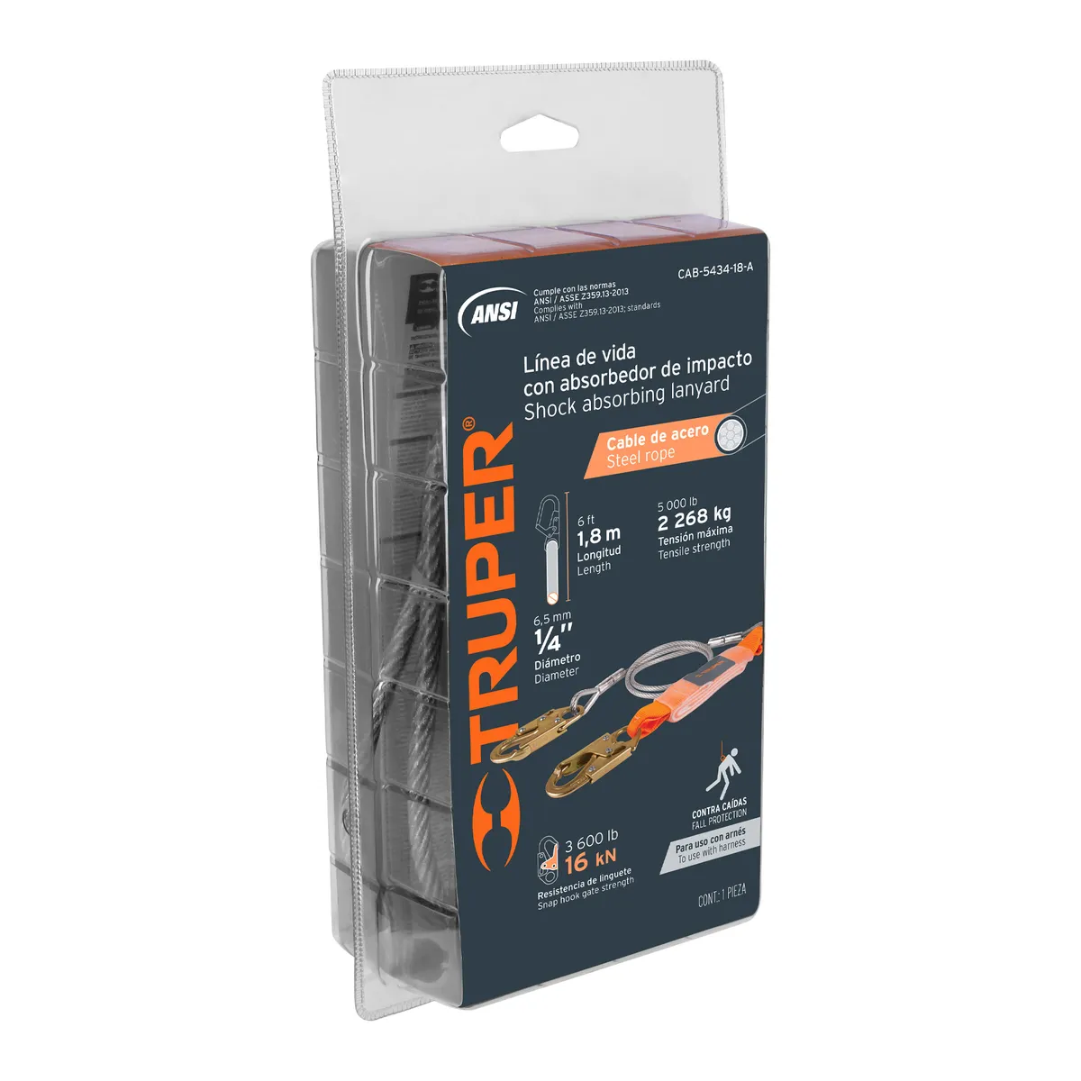 Línea de Vida con Absorbedor de Impacto en Cable de Acero Truper - 17039