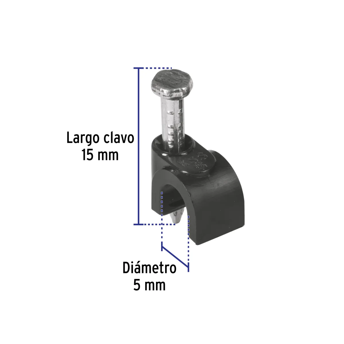 Bolsa con 20 Grapas Negras 10 mm para Cable Redondo Volteck - 48282