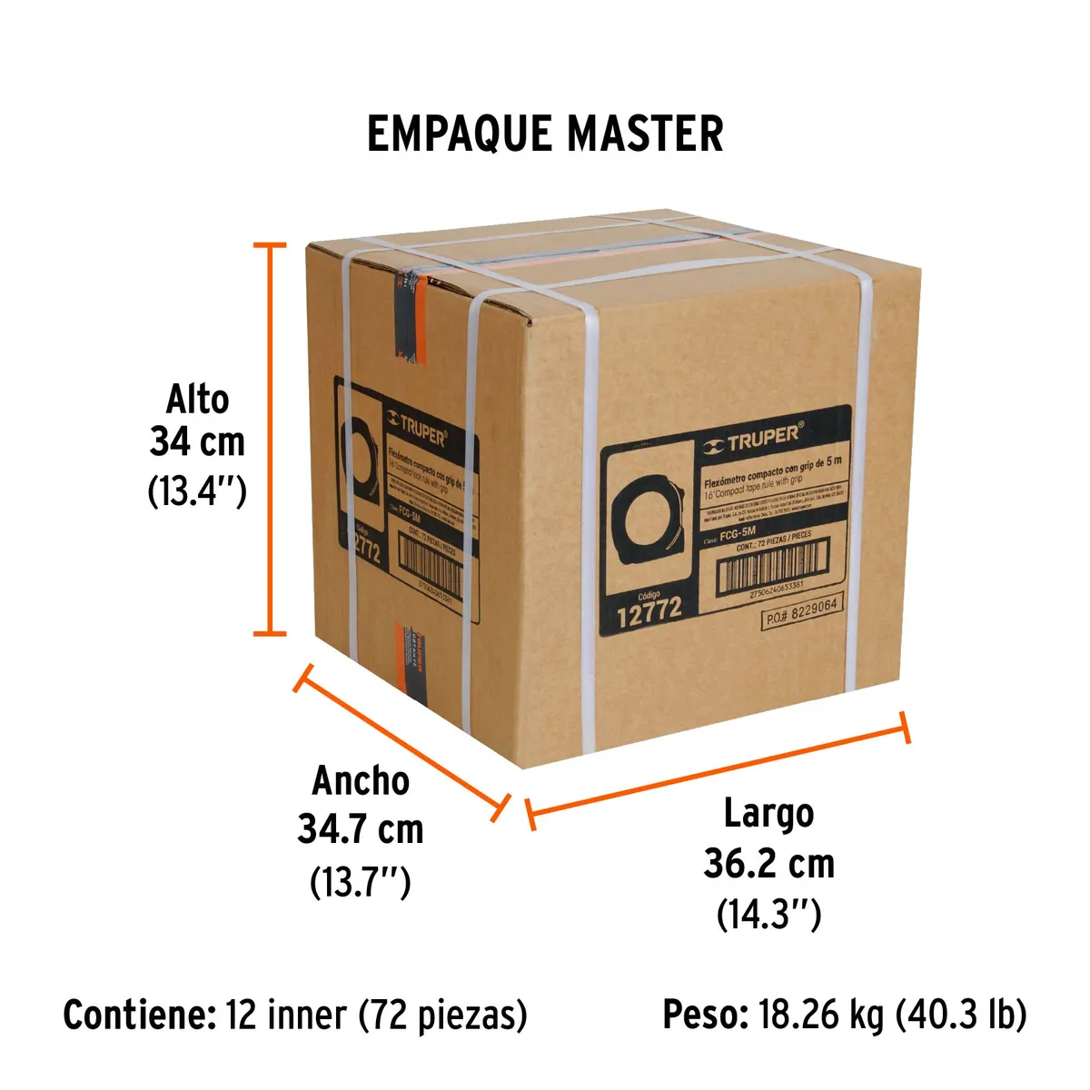 Flexómetro Compacto Contra Impactos 5 m Truper - 12772