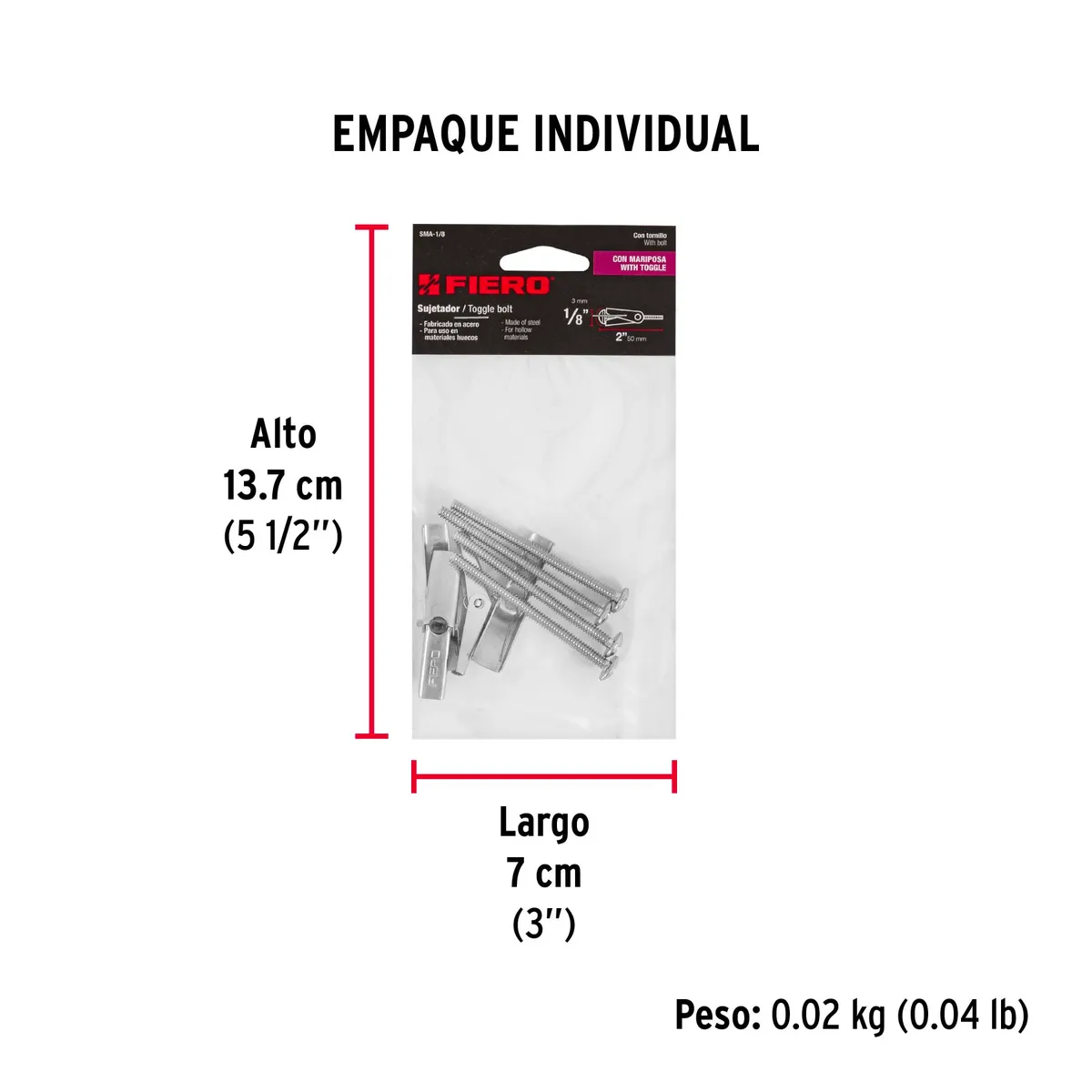 Bolsa con 4 Sujetadores Mariposa 1/8" x 2" Fiero - 47358