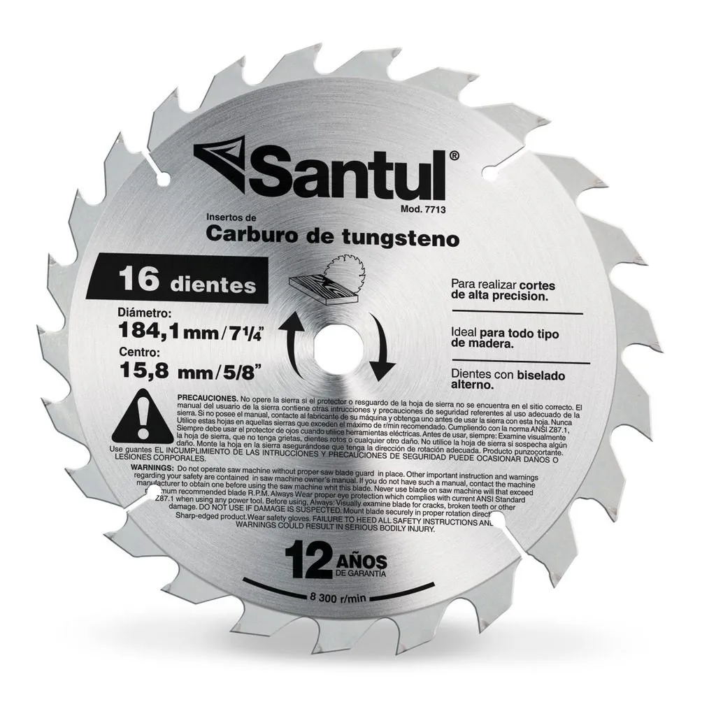 Sierra Circular para Madera 16 Dientes 7 1/4" Santul - 7713
