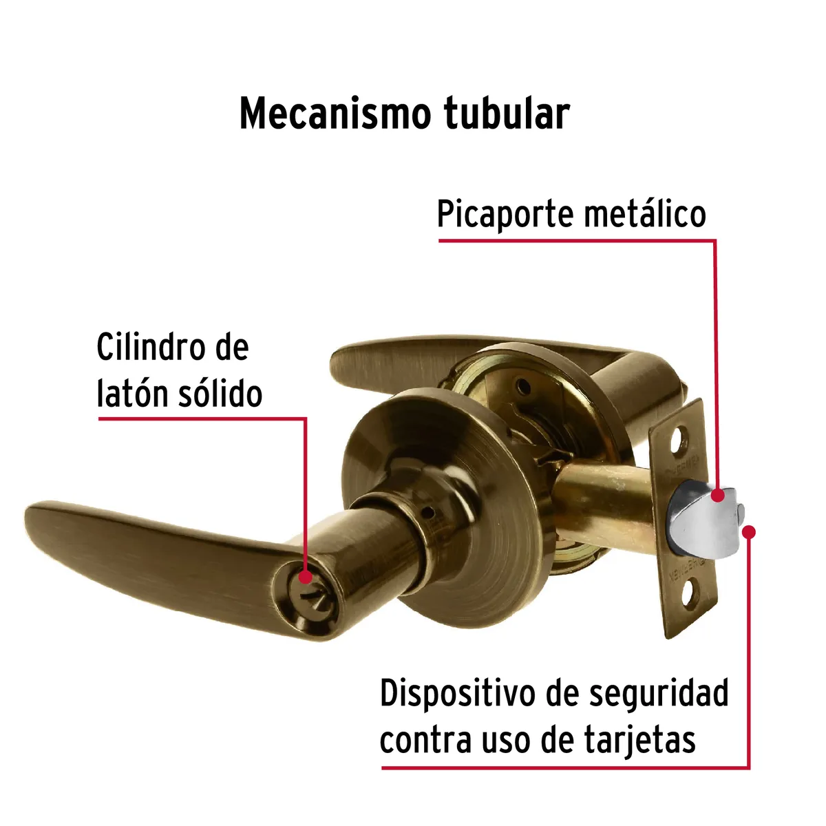 Cerradura de Manija Turín para Recámara CEMA-2 Truper - 43661
