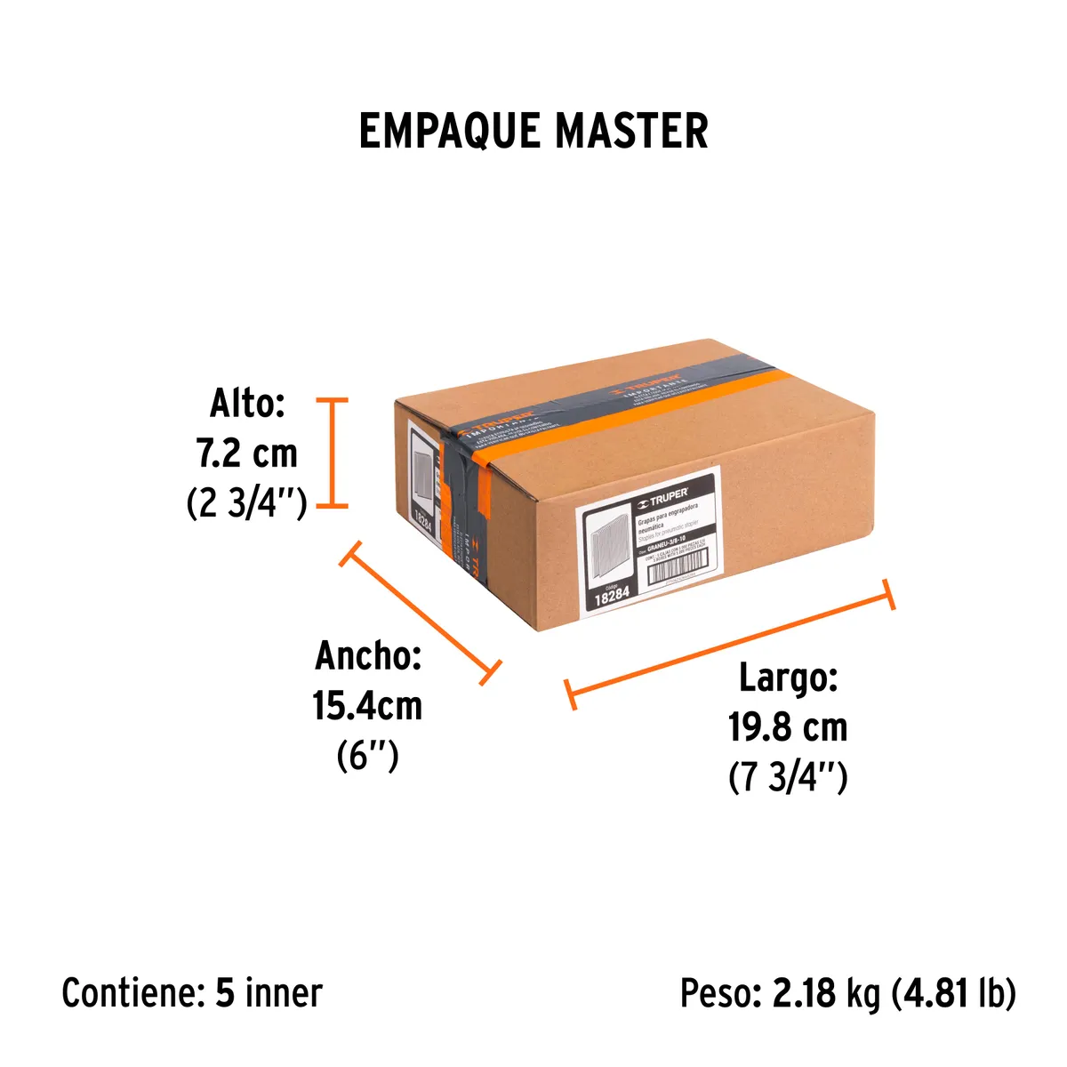 Caja con 5000 Grapas Corona 3/8" Calibre 22 de 10 mm Truper - 18284