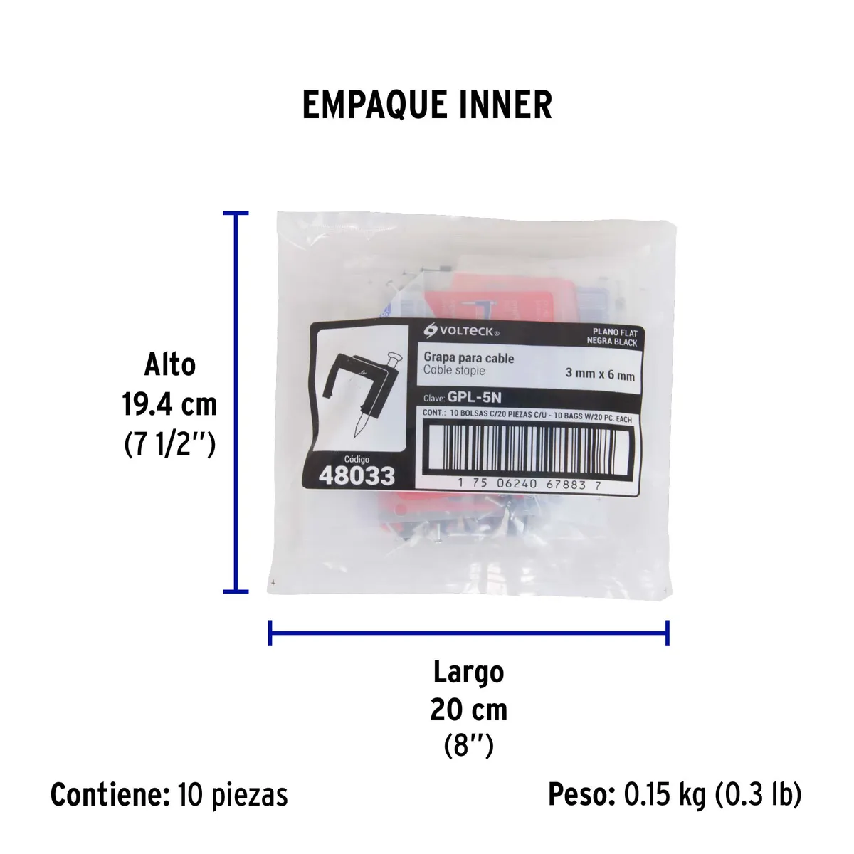 Bolsa con 20 Grapas Negras 3 x 6 mm Planas Truper - 48033