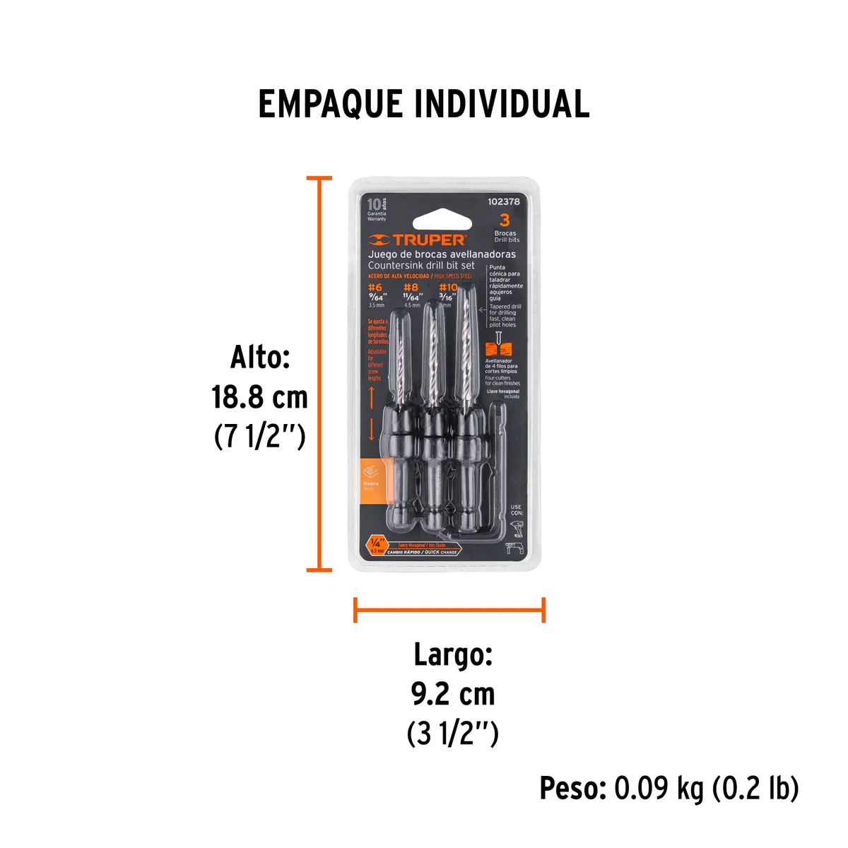 Juego de 3 Brocas Avellanadoras Truper - 102378