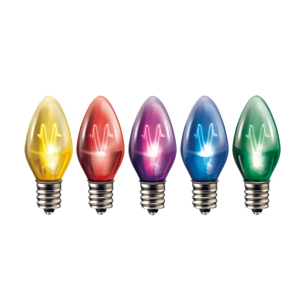 Foco Incandescente Tipo Vela de Colores 7W AKSI - Paquete de 25 Piezas