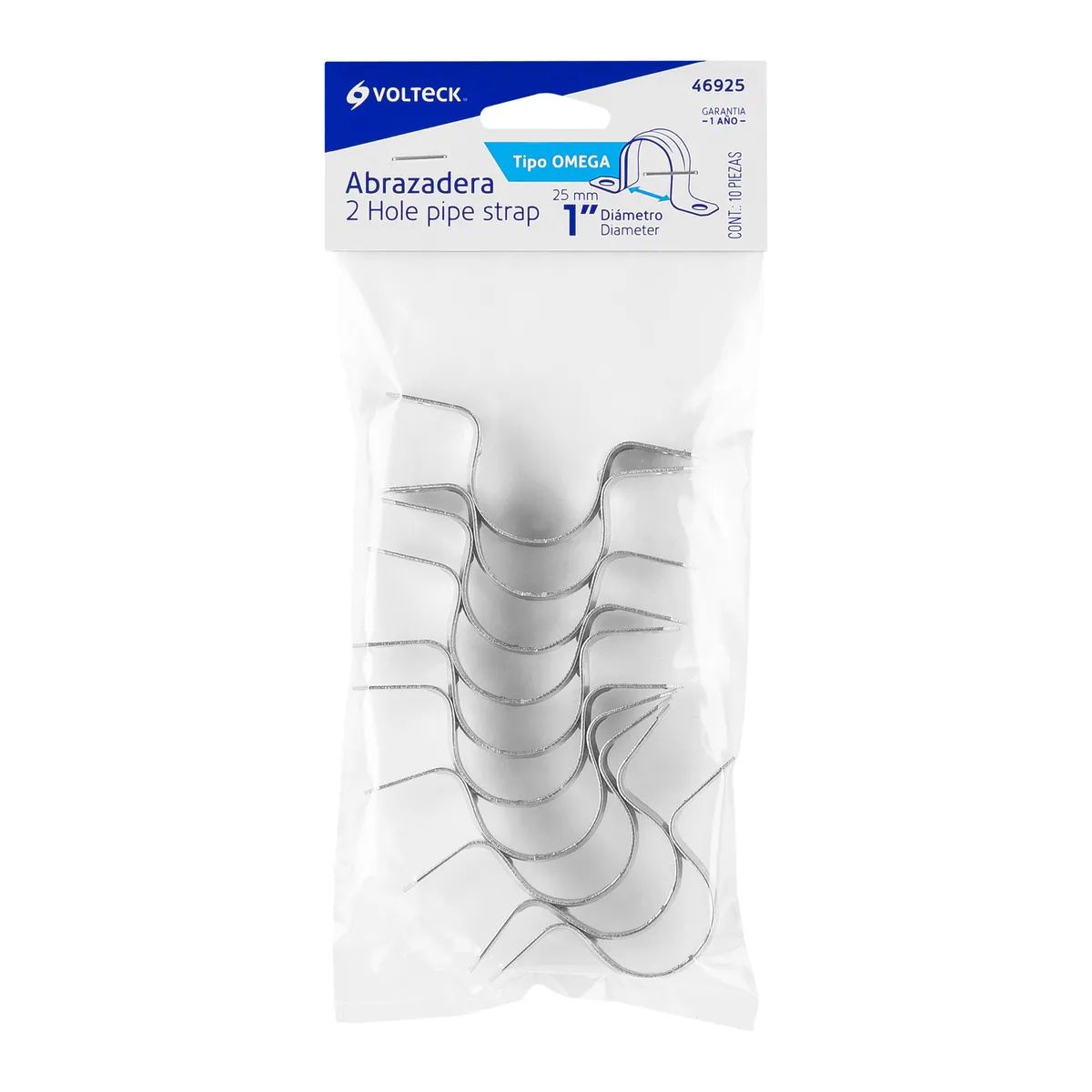 Bolsa con 10 Abrazaderas Omega 1" para Tubo Pared Delgada Truper - 46925