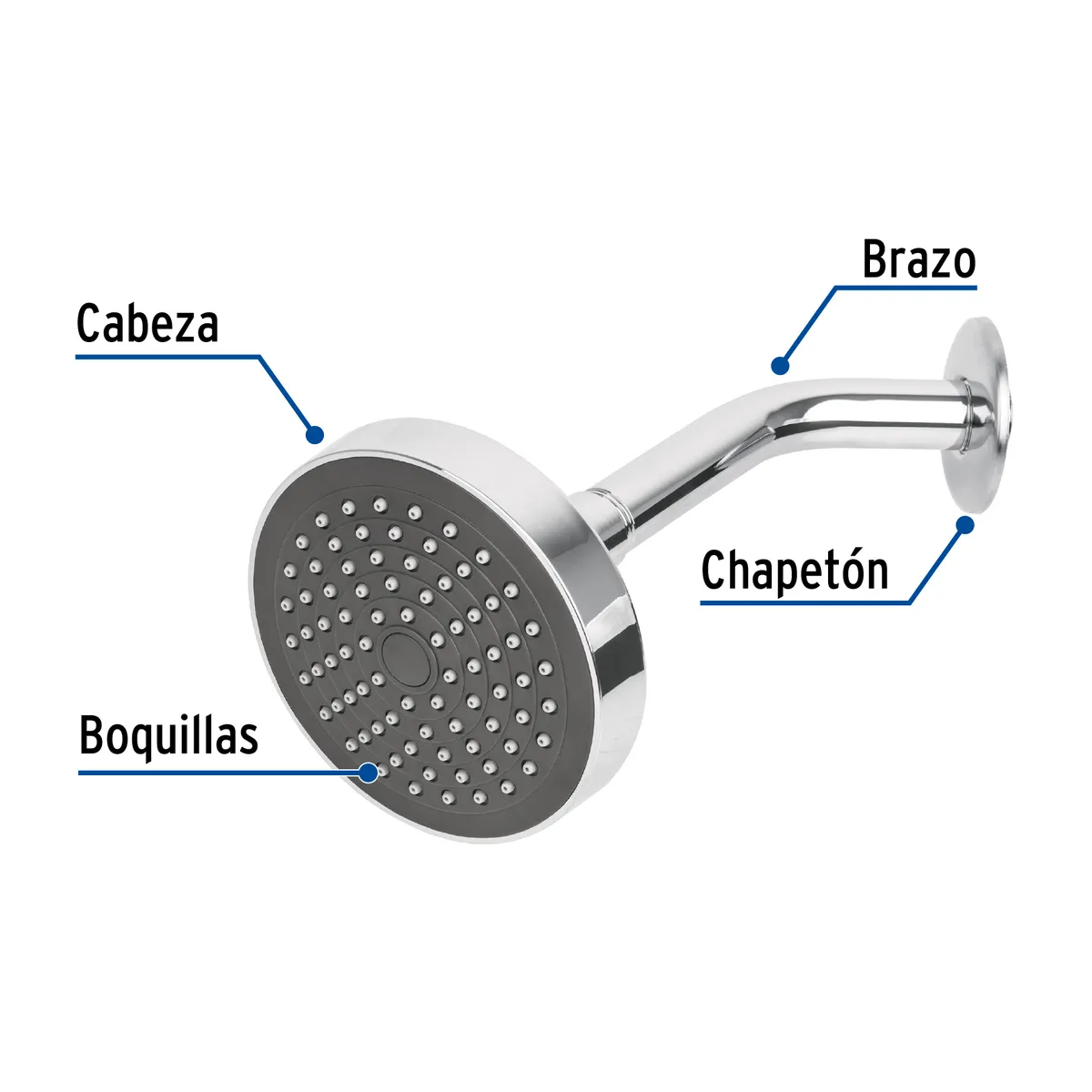 Regadera Redonda 4 1/4" con Brazo y Chapetón Foset - 45067
