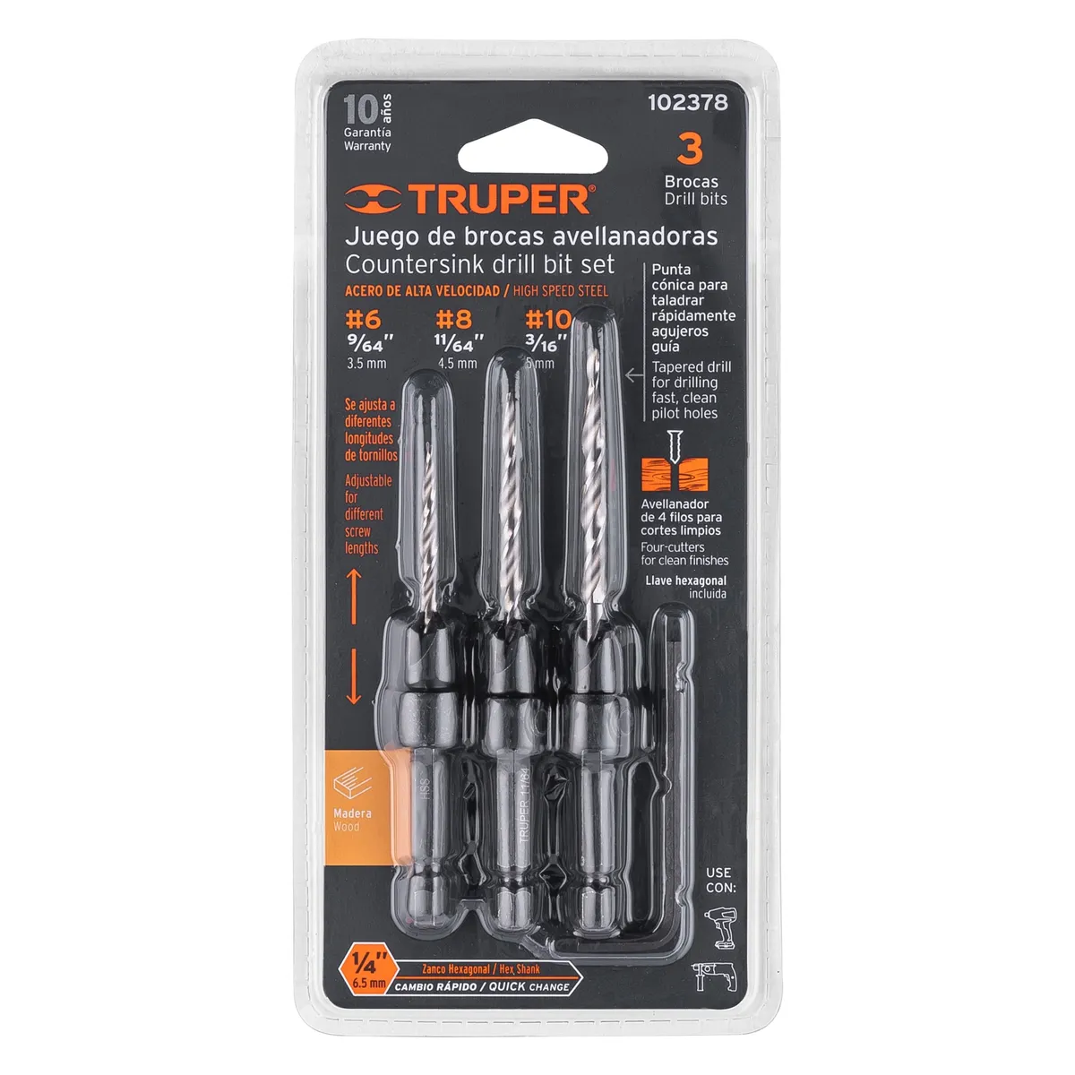 Juego de 3 Brocas Avellanadoras Truper - 102378