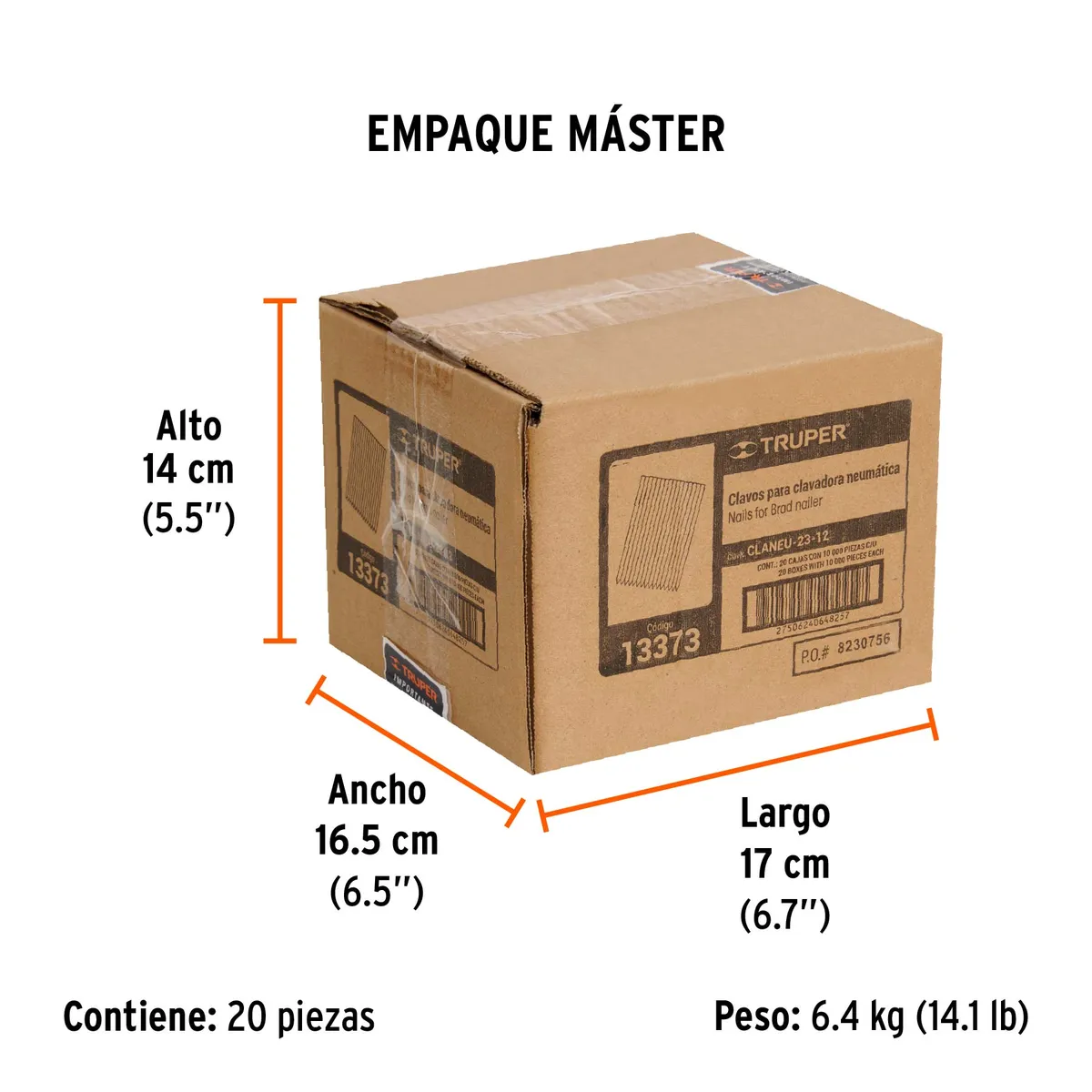 Caja con 10000 Clavos Calibre 23 Truper - 13373