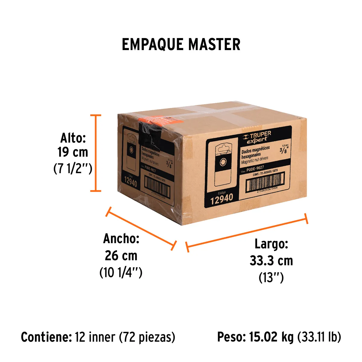 Estuche con 5 Dados Magnéticos 3/8" Truper - 12940