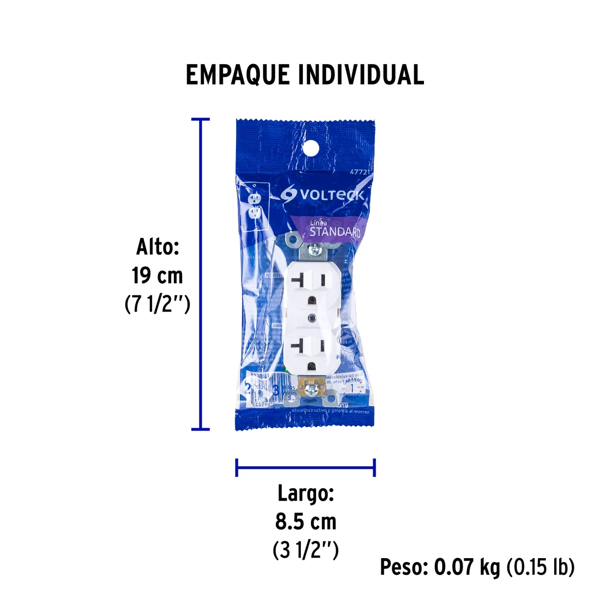 Contacto Dúplex 2P 3H 20 A Estándar Blanco Truper - 47721