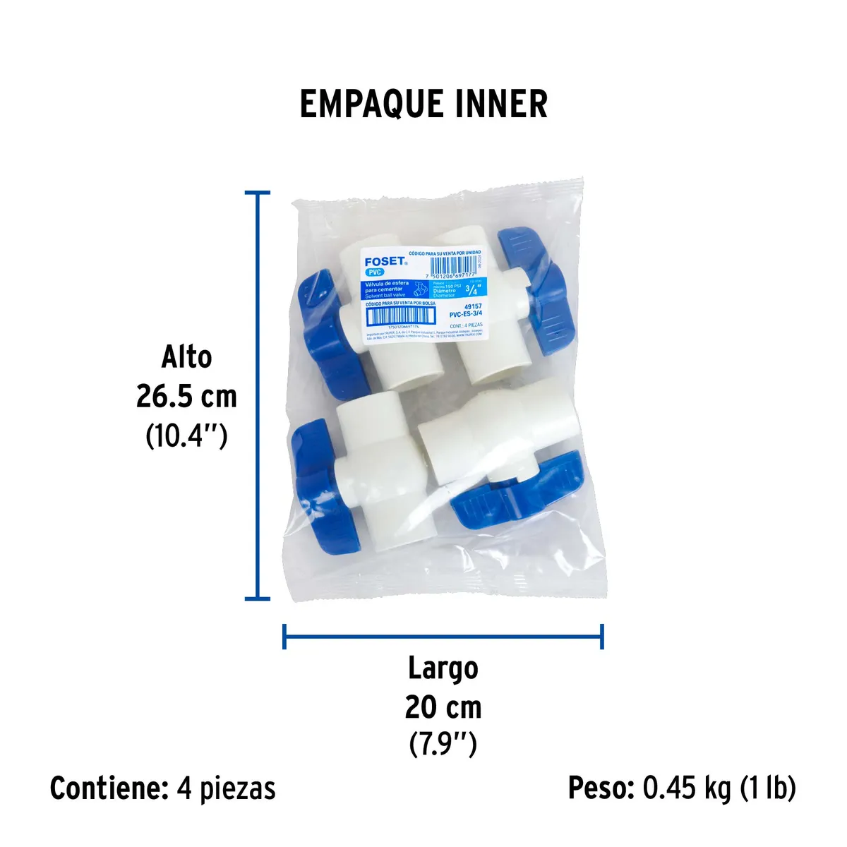 Válvula de Esfera PVC 3/4" para Cementar Truper - 49157