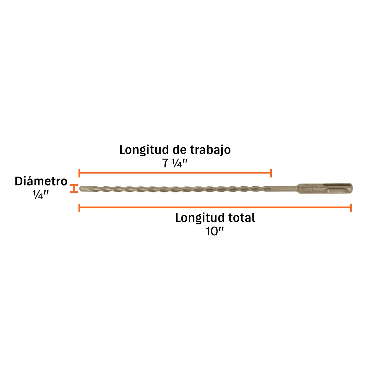 Broca SDS Plus 1/4" x 10" Truper - 11266