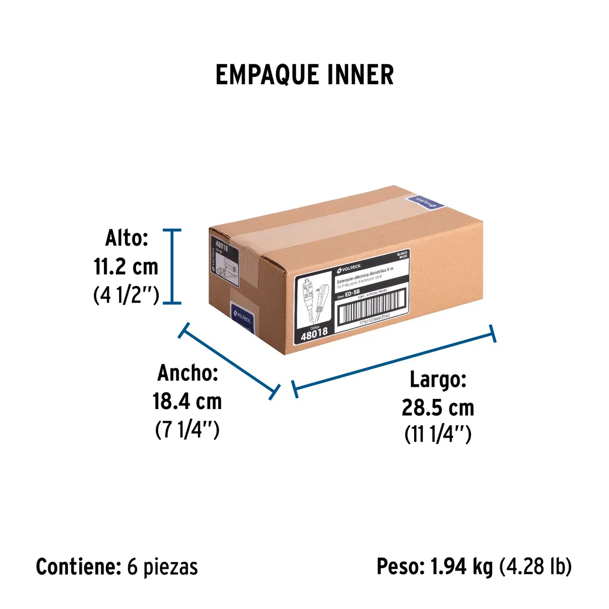 Extensión Eléctrica Clavija Plana 5 m Truper - 48018