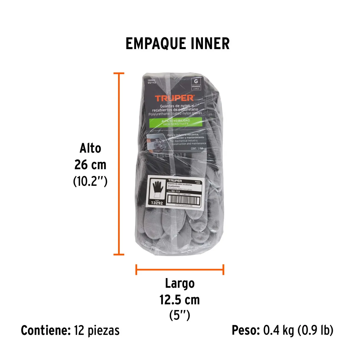 Guante de Nylon Recubierto de Poliuretano Talla G Truper - 13292
