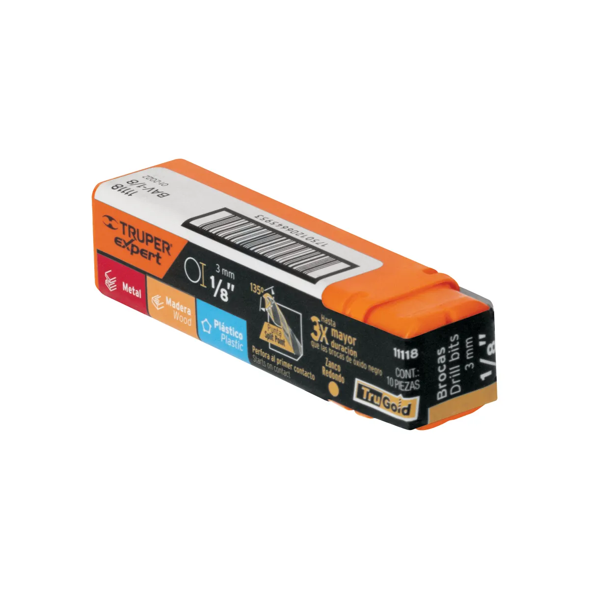 Broca HSS 1/8" Trugold para Metal Truper Expert - 11118