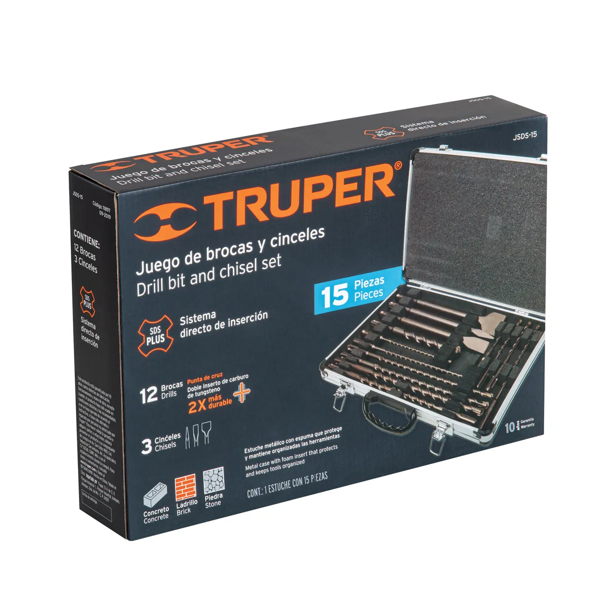 Juego de 15 Brocas y Cinceles SDS con Estuche Truper - 11897