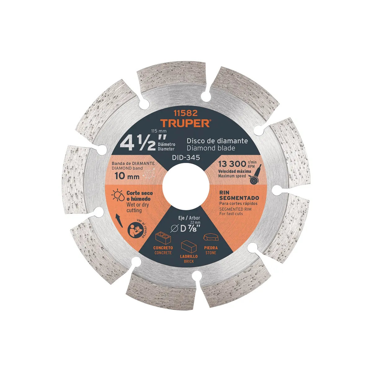 Disco de Diamante 4 1/2" Segmentado DID-345 Truper - 11582